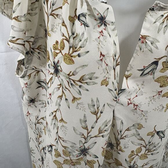 Max Studio Ruffle Sleeve Blouse Women's M Boho Floral Peasant Cottagecore Spring - Picture 3 of 16